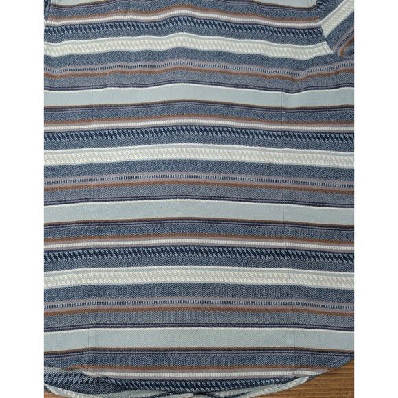 PATAGONIA Womens Fjord Flannel Shirt Blue Brown White Stripe Organic Cotton sz M - Picture 4 of 12